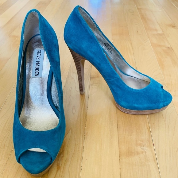 Steve Madden Women’s Turquoise Suede Platform Heels Size 6 - Picture 1 of 11